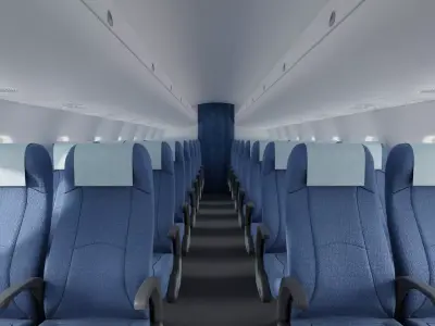 Airplane-Interior 3D model interior of airplane with seats Low-poly 3D model