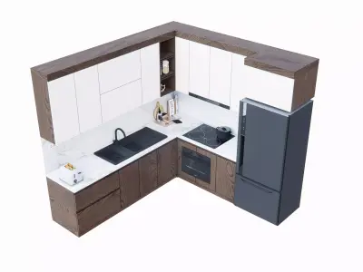 Kitchen Furniture Interior  Low-poly 3D model
