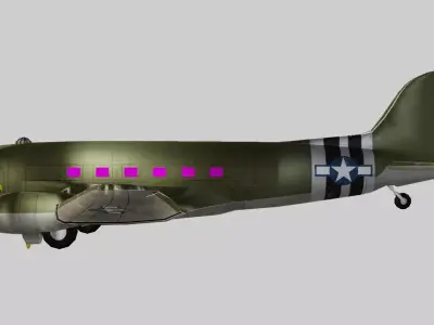 WWII Douglas C-47 Skytrain Military Transport Aircraft 3D model
