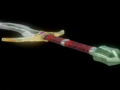  Free Elven fantasy Sword Lowpoly Free low-poly 3D model