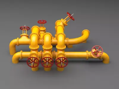 PBR Industrial Pipes Large Low-poly 3D model