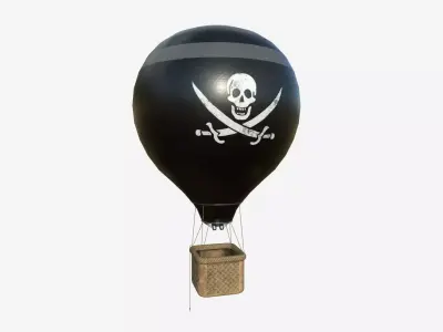 Balloon Hot Air 08 Pirate Skull - Aircraft Cartoon Low-poly 3D model