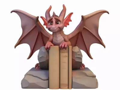 Exquisite 3D Gargoyle Bookend Model with Stone 3D model