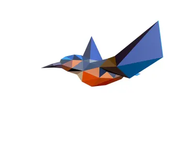 Animated Kingfisher Bird Lowpoly Art Style Low-poly 3D model
