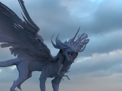 Dragon monster feathered Rough 3D model