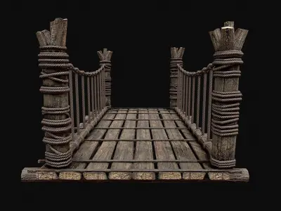 Modular Darkwood Bridge Low-poly 3D model