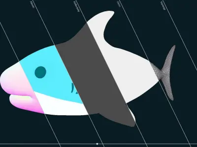 Cartoon Little Shark 3D Model - High-Quality Animated Character Low-poly 3D model