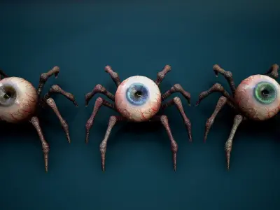 SpideEye spider with eye Low-poly 3D model