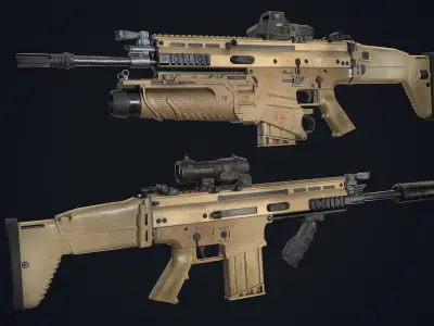 FN SCAR-L-H - EGLM Low-poly 3D model