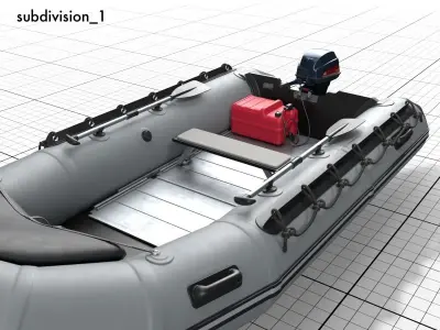 rubber dinghy with outboard motor Low-poly 3D model