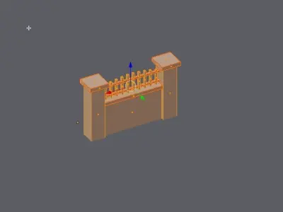 Fence brick wall with Low-poly 3D model