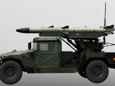 Humvee-Based Air Defense System Low-poly 3D model