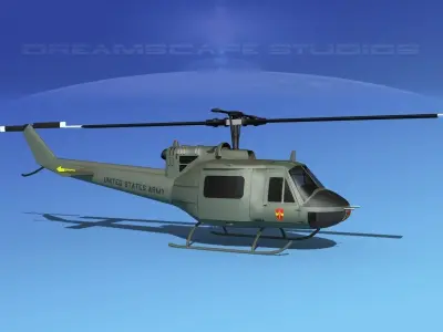 Bell UH-1B Iroquois US Army MACV 3D model