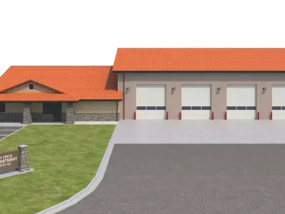 Commercial-037 Fire Station 3D model