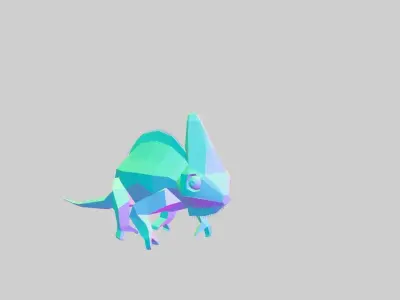 Chameleon polygonal dinosaur Low-poly 3D model