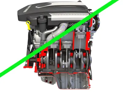 V6 Engine Interior and Cutaway 3D model