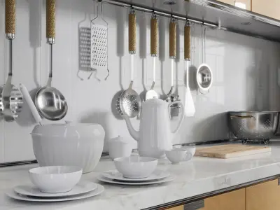  Ceramic Cookware &amp; Dinner Set Models, White 