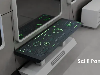 Futuristic Sci-Fi Control Room Free low-poly 3D model