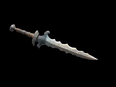 Flint Dagger With Full Of Artistic Sculpted Stone 3d Model 3D model