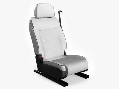 White Leather Car Seat with Seatbelt 3D model