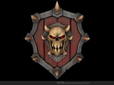 Stylized Spiked Demon Shield - AI Low-poly 3D model