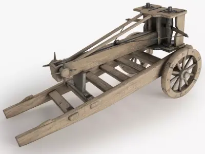 Ballista wooden cannon Low-poly 3D model