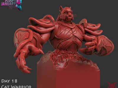 Cat Warrior Timelapse and Model 3D print model