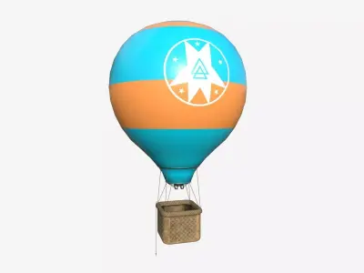 Balloon Hot Air 01 Blue Orange - Aircraft Cartoon Low-poly 3D model