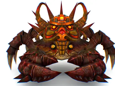 Red Giant Crab Shell Crayfish Arthropods Sea Animal Low-poly 3D model