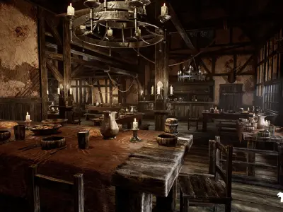 Medieval Tavern Low-poly 3D model