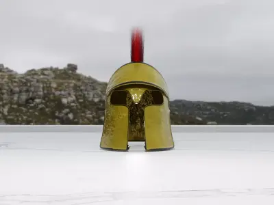Armor Helmet Spartan Corintian with Hair 3D model
