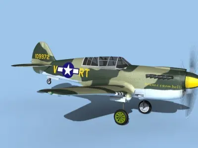 Curtiss P-40N Warhawk V04 USAAF 3D model