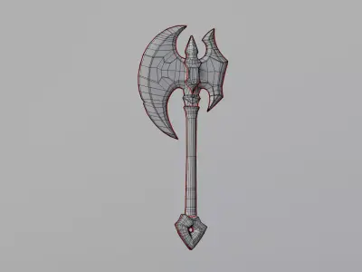 Stylized fantasy axe Low-poly 3D model