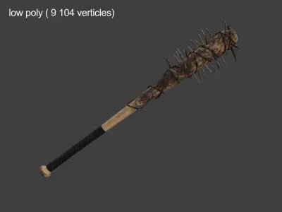 Spiked baseball bat Free low-poly 3D model