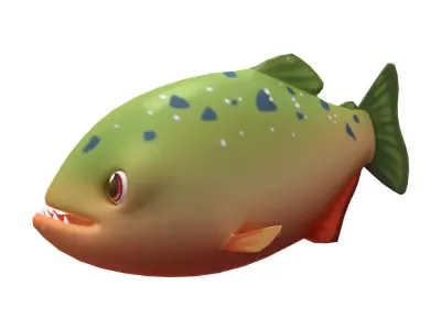Red Piranha Animated Fish  Low-poly 3D model