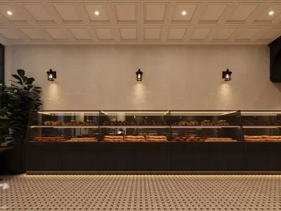 Classic Bakery and Cafe Shop 3D Scene 3D model