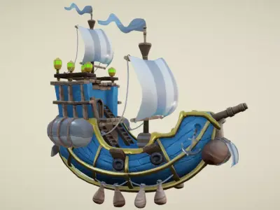 Flying Royal Ship Free low-poly 3D model
