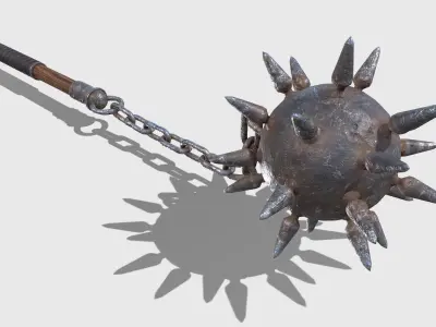 Flail spiked ball with spikes Low-poly 3D model