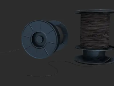 German Cable Reels WWII Free low-poly 3D model