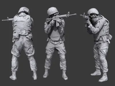 Lowpoly Special Forces Pack Low-poly 3D model