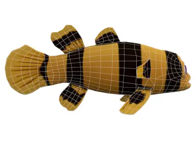 Bumblebee Goby Fish Cartoon Animated Low-poly 3D model