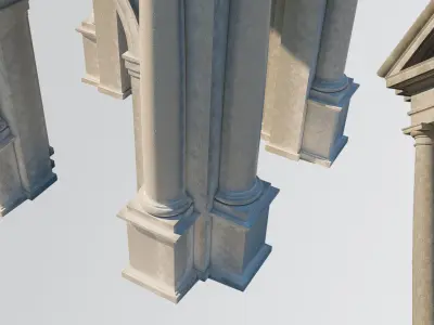 Arched portico Tuscan order with 3 4 columns with a pedestal 3D model