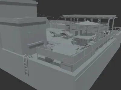 Roof Top Terrace Low-poly 3D model