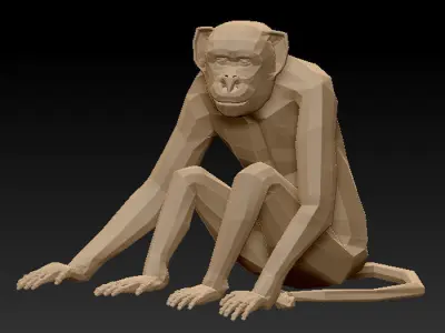 3D MONKEY LOWPOLY Low-poly 3D model
