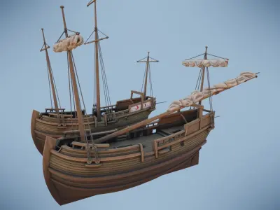 Herring Buss Ship Low-poly 3D model