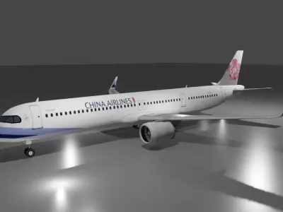 China airlines Airbus a321neo 3d model Low-poly 3D model