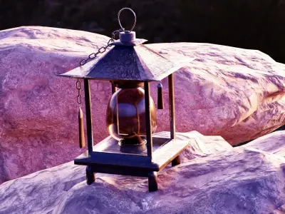 Old stylized asian lantern Free low-poly 3D model