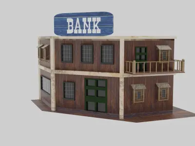 Wild West - Bank Low-poly 3D model