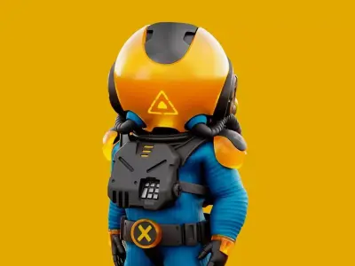 Toon Astronaut F-1 Rigged 3D model
