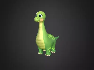 Asset - Cartoons - Dinosaurus Brontosaurus Rigged 3D model